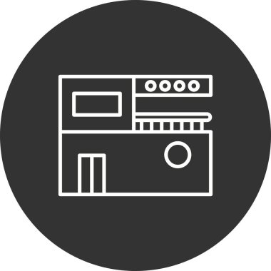 İnşa Satırı Çemberi Ters Vektör Simgesi Tasarımı