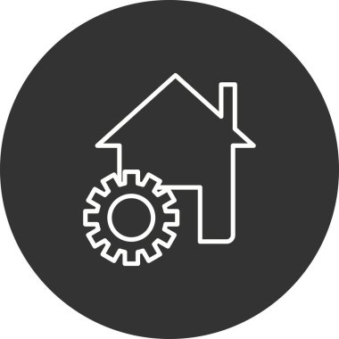 Yapı Satırı Çemberi Altında Ters Vektör Simgesi Tasarımı