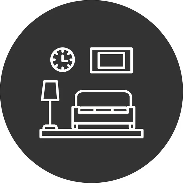 Wohnzimmerlinie Kreis Umgekehrter Vektor Icon Design — Stockvektor