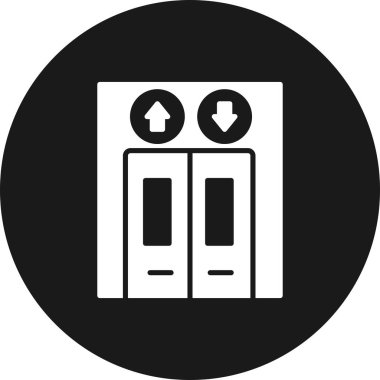 Asansör Glyph Ters Vektör Simgesi Tasarımı