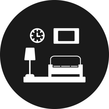 Oturma odası Glyph Ters Vektör Simgesi Tasarımı