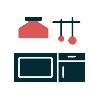 Mutfak Kabartması İki Renk Vektörü Simgesi Tasarımı