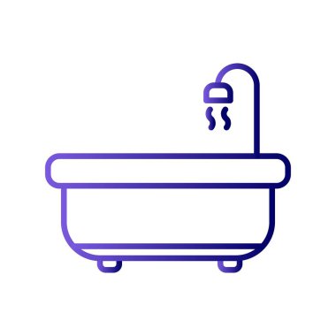 Banyo Küveti Gradyan Doğrusal Vektör Simgesi Tasarımı