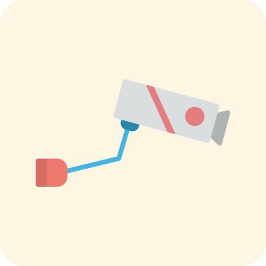 CCTV Kamerası Düz Yuvarlak Vektör Simgesi Tasarımı