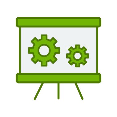 Gear Yeşil Doldurulmuş Vektör Simgesi Tasarımı