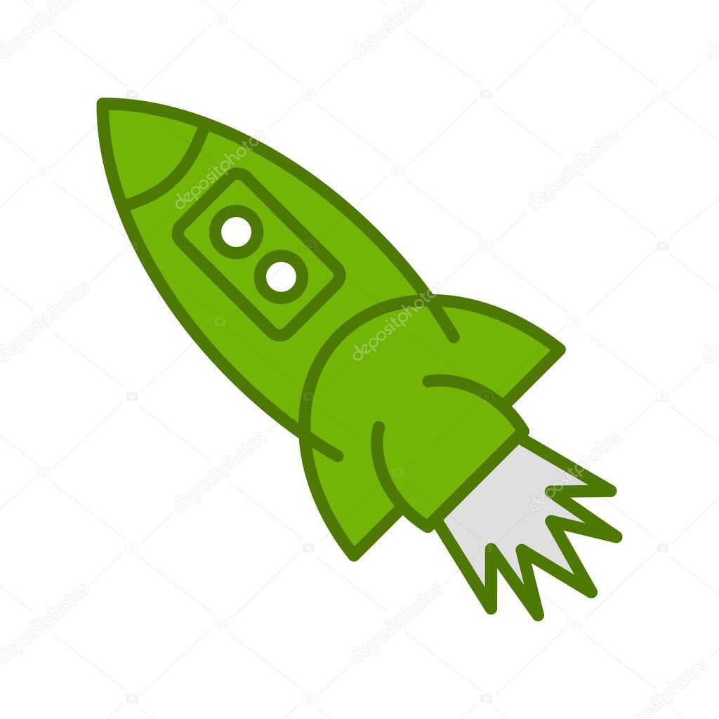 Rocket Green Filled Vector Icon Design