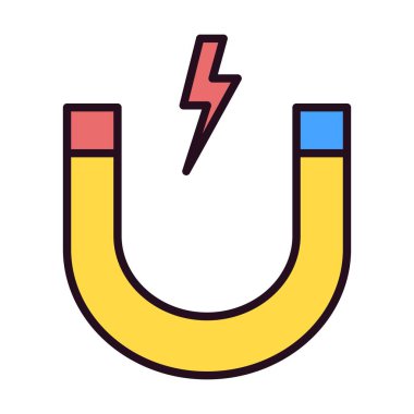 Mıknatıs Satırı Dolu Vektör Simgesi Tasarımı