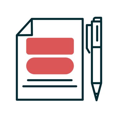 Ajanda Satırı İki Renk Vektörü Simgesi Tasarımı