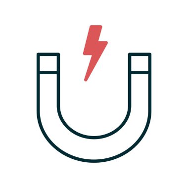 Mıknatıs Çizgisi İki Renk Vektörü Simgesi Tasarımı