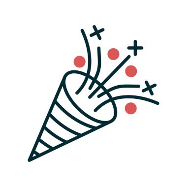 Konfeti Satırı İki Renk Vektörü Simgesi Tasarımı