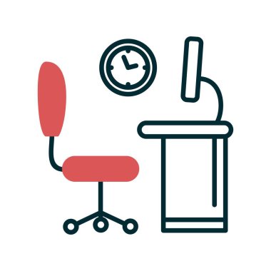 Ofis Satırı İki Renk Vektörü Simgesi Tasarımı