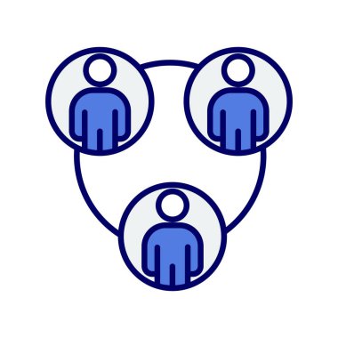 Takım çalışması Mavi Dolu Vektör Simgesi Tasarımı