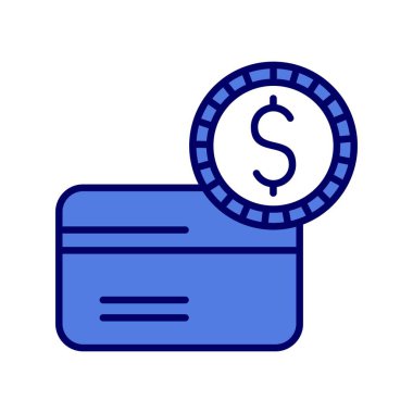 Madeni Paralar Mavi Doldurulmuş Vektör Simgesi Tasarımı