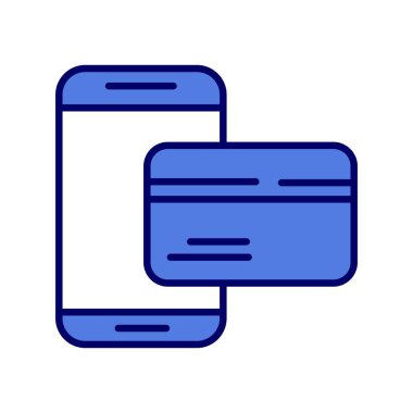 Online Ayment Mavi Doldurulmuş Vektör Simgesi Tasarımı