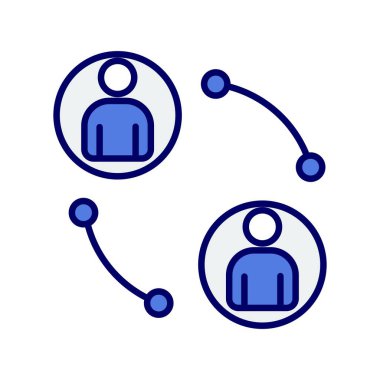 Bağlantılar Mavi Doldurulmuş Vektör Simgesi Tasarımı