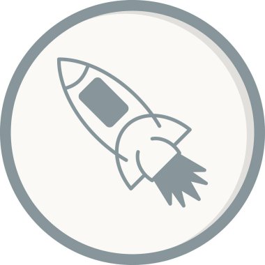 Roket Gri Çemberli Vektör Simgesi Tasarımı
