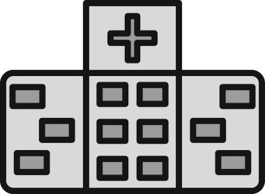 Hastane Binası Gri Simge Tasarımı