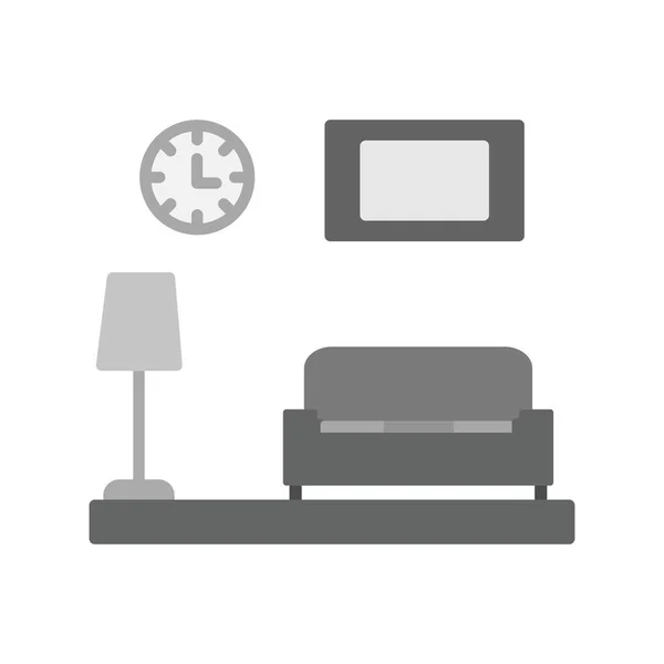 Sala Estar Plana Gris Vector Icono Diseño — Vector de stock