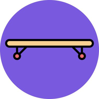 Kaykay Vektör Satırı Dolu Çember Simgesi Tasarımı