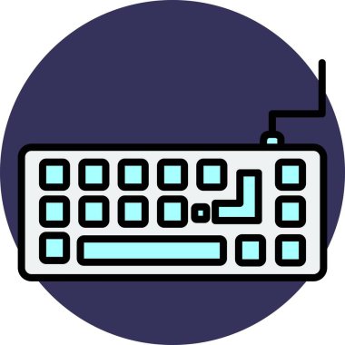 Klavye Vektör Satırı Dolu Çember Simgesi Tasarımı