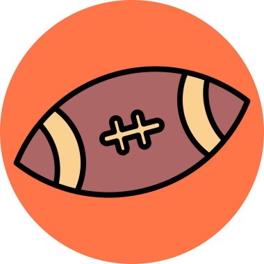 Amerikan Futbol Vektör Hattı Dairesel Simge Tasarımı