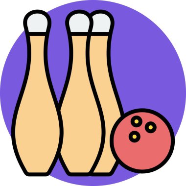 Bowling Vektör Satırı Dolu Çember Simgesi Tasarımı