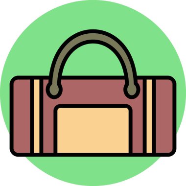 Duffle Çanta Vektör Satırı Dolu Çember Simgesi Tasarımı