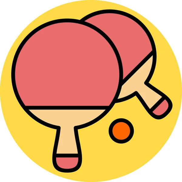 Ping pong Vektör Satırı Dolu Çember Simgesi Tasarımı