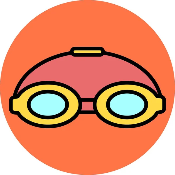 Okulary Pływackie Vector Line Wypełnione Circle Icon Design — Wektor stockowy
