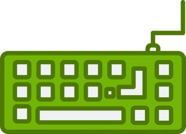 Klavye Vektör Satırı Doldurulmuş Yeşil Simge Tasarımı