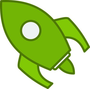 Roket Vektör Satırı Yeşil Simge Tasarımı