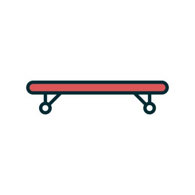 Kaykay Vektör Satırı İki Renk Simgesi Tasarımı