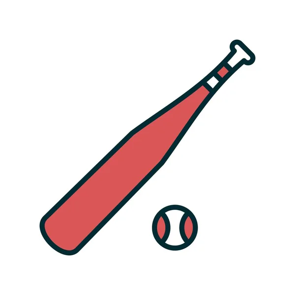Conception Icône Couleur Ligne Vectorielle Baseball — Image vectorielle