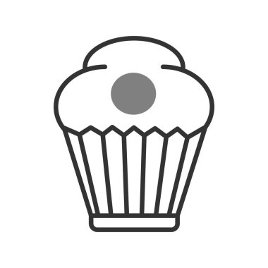 Cupcake İki Renkli Katı Vektör Simgesi Tasarımı