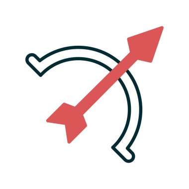 Ok Yayı İki Renkli Vektör Satır Simgesi Tasarımı