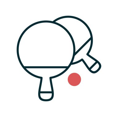 Ping pong İki Renkli Vektör Satır Simgesi Tasarımı