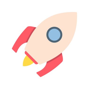 Roket Düz Vektör Satır Simgesi Tasarımı