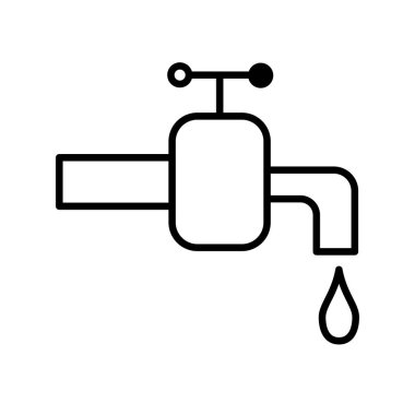 Su Musluğu Vektör Hattı Simge Tasarımı