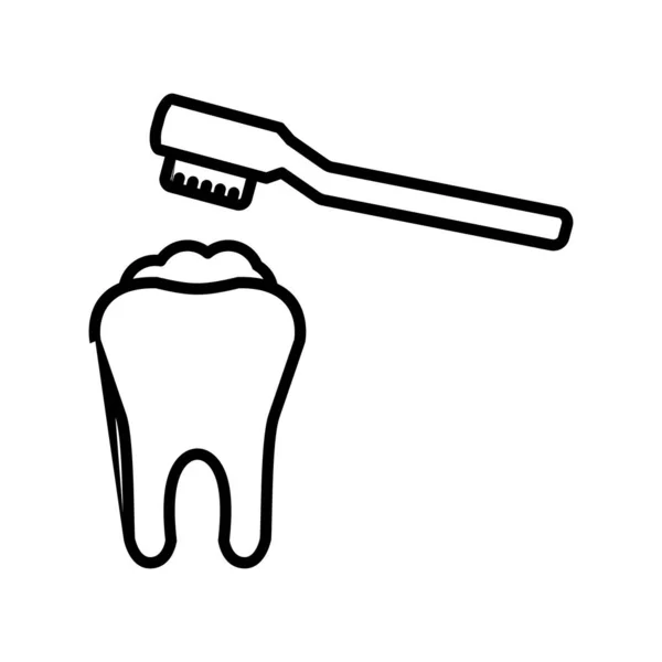 Teeth Brushing Vector Line Icon Design — Stock Vector