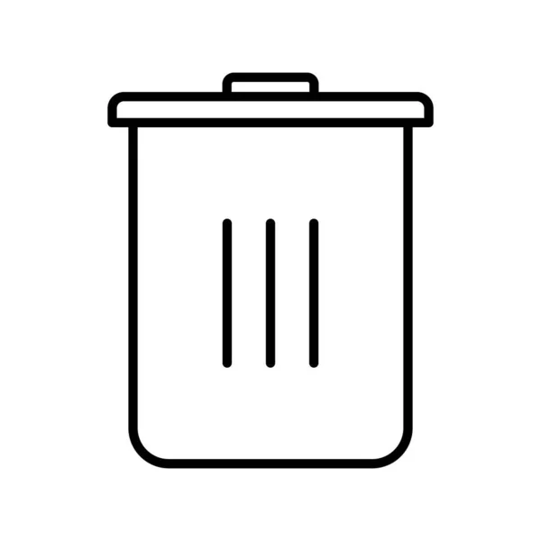 Lixo Bin Vector Line Icon Design — Vetor de Stock