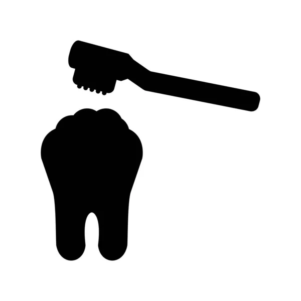 Brossage Des Dents Glyphe Vector Line Icon Design — Image vectorielle