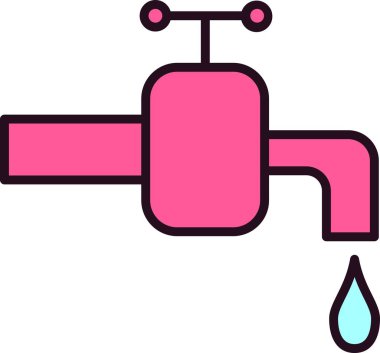 Su Musluğu Satırı Vektör Satırı Simge Tasarımı
