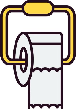 Tuvalet Kağıdı Hattı Vektör Satırı Simgesi Tasarımı