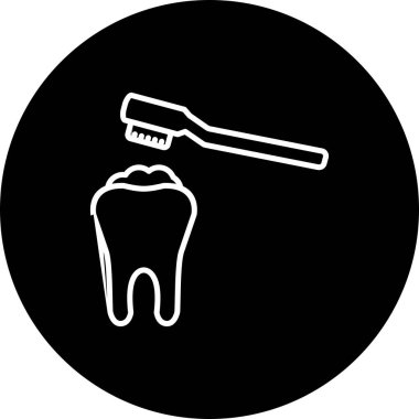 Diş Fırçalama Satırı Ters Vektör Satırı Simge Tasarımı