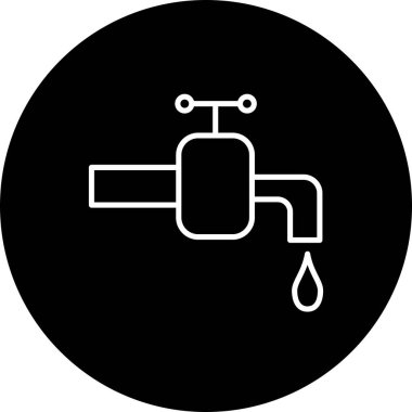 Su Musluğu Satırı Ters Vektör Satırı Simge Tasarımı