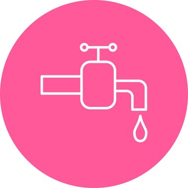 Su Musluğu Satırı Ters Vektör Satırı Simge Tasarımı