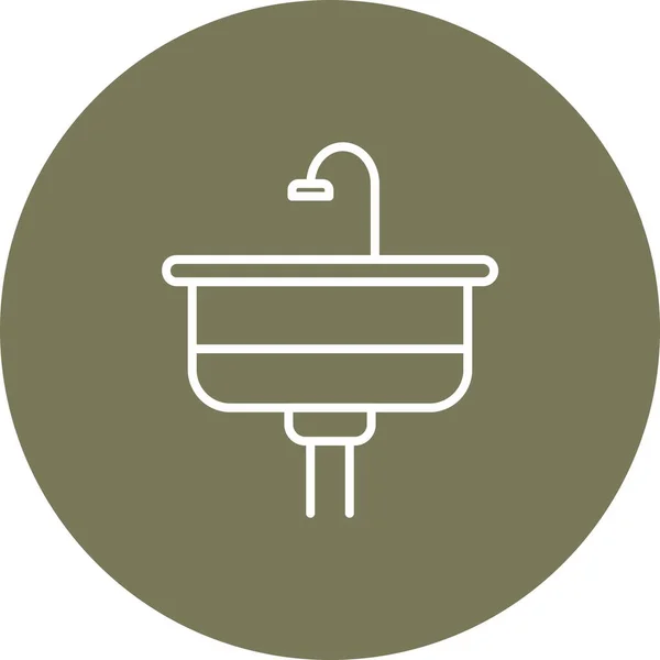 Sink Line Invertierte Vektorlinie Icon Desig — Stockvektor