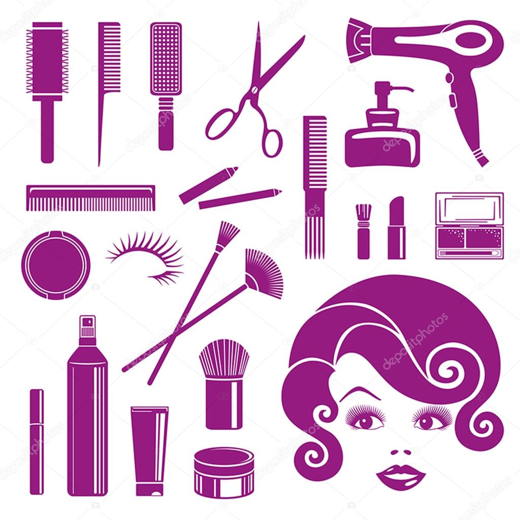 Beauty salon. Hair icons