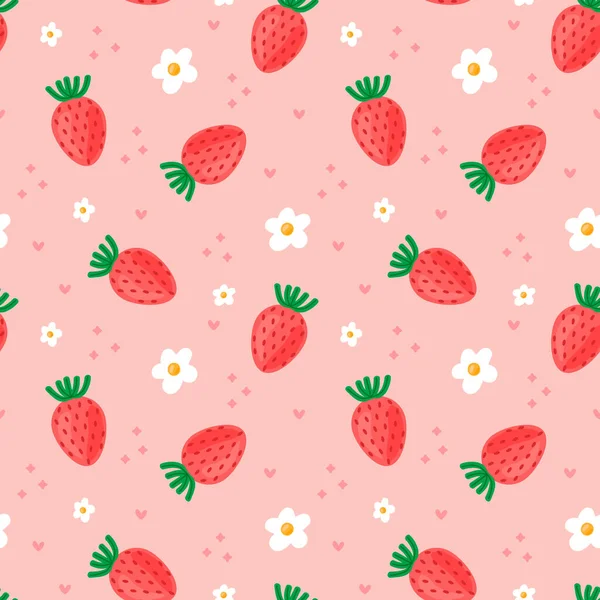 Tatlı çilekler, dikişsiz desen. Vektör illüstrasyonu.