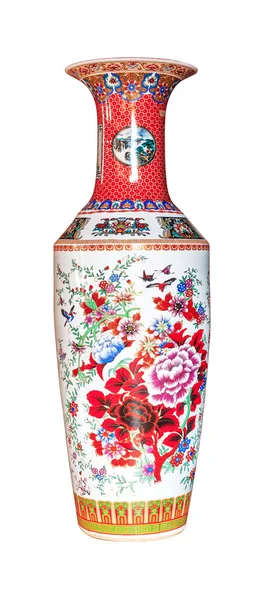 Čínský starožitný váza izolovaných na bílém pozadí — Stock fotografie
